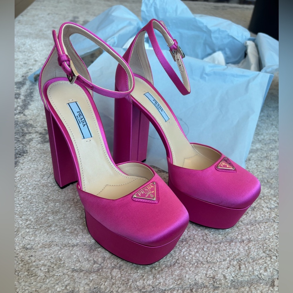Prada Satin Pink Platform Heels new in box! - Picture 4 of 6